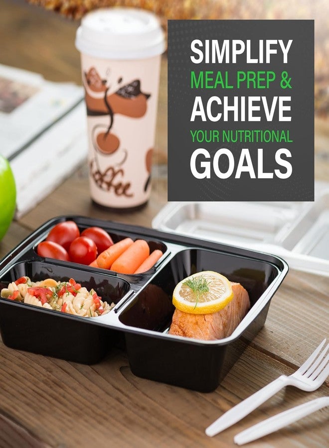 Bexter 20 Pack of 38 oz Meal Prep Takeout Containers (3 Compartment) 20 containers with 20 lids (40 pieces) - Image 4